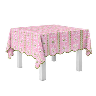 Laura Park Designs - Rosemary Stripe Pink Square Game Tablecloth