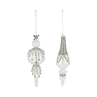 Glass Finial Ornament with Faux Crystal Icicles