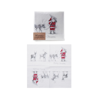 Santa Leading Reindeer Paper Cocktail Napkins