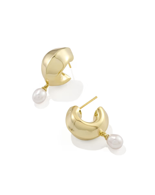 Oakland Pearl Huggie Earrings - Gold / Freshwater Pearl
