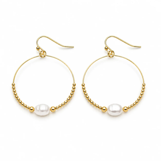 Classic Pearl Hoop Earrings in Gold Filled