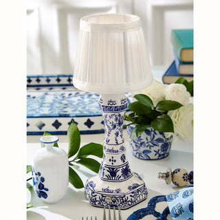 LED Cordless Chinoiserie Blue and White Floral Table Lamp