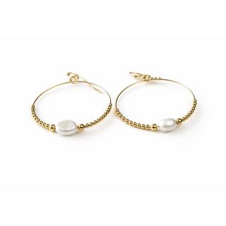 Classic Pearl Hoop Earrings in Gold Filled