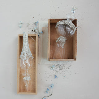 Glass Finial Ornament with Faux Crystal Icicles