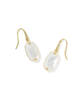 Lee Riveted Drop Earrings - Gold / Ivory Mother-of-Pearl