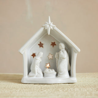 Stoneware Holy Family Tealight Holder