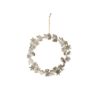 Metal Leaves, Flowers & Acorns Wreath