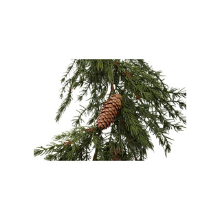 Faux Cedar Garland with Natural Pinecones