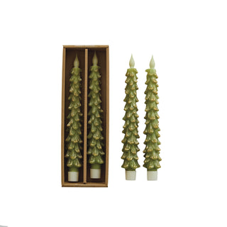 Flameless LED Tree Shaped Taper Candles with 6 Hour Timer