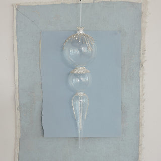 Glass Finial Ornament with Faux Crystal Icicles