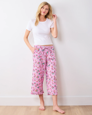 Lucky Tiles - Ruffled Cropped Pajama Pant