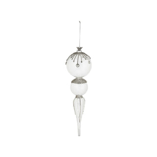 Glass Finial Ornament with Faux Crystal Icicles