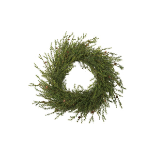 Round Faux Cedar Wreath with Natural Pinecones