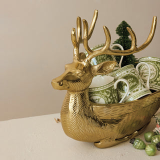 Cast Aluminum Reindeer Shaped Bowl/Bottle Holder