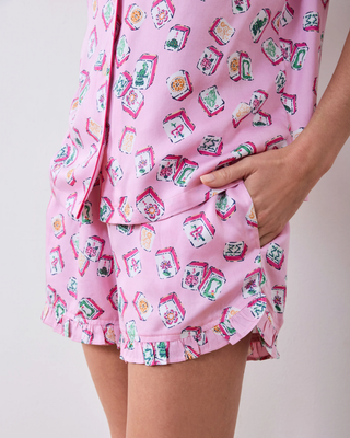 Lucky Tiles - Eco Satin Ruffle Pajama Set