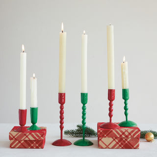 Hand-Forged Enameled Cast Iron Taper Holders