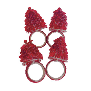 Handmade Metal & Glass Beaded Tree Napkin Rings