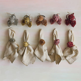 Handmade Metal & Glass Beaded Tree Napkin Rings