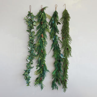 Faux Cedar Garland with Natural Pinecones