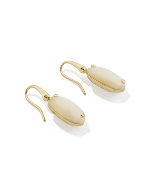 Lee Riveted Drop Earrings - Gold / Ivory Mother-of-Pearl