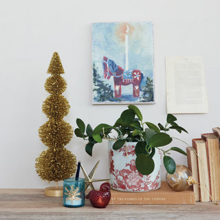 Hand-Painted Stoneware Planter with Patterns & Botanicals