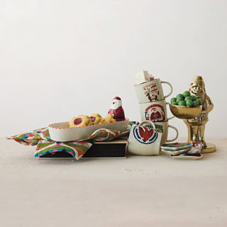 Cast Aluminum Santa Holding Bowl, Gold Finish