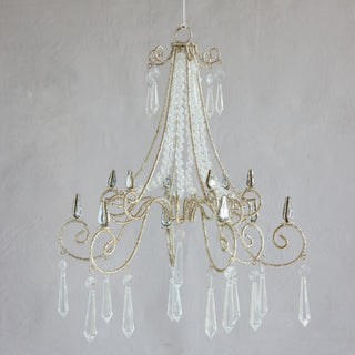 Oversized Metal Chandelier Ornament with Acrylic Crystals & Glitter