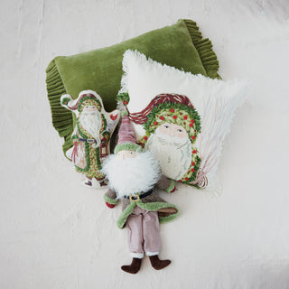 Cotton Velvet Lumbar Pillow with Ruffle Trim