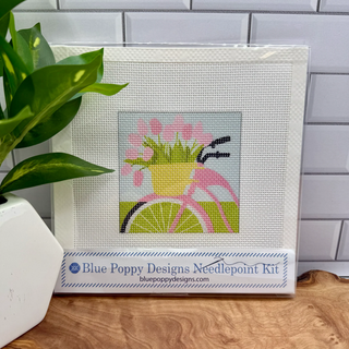 Bicycle with Pink Flowers Needlepoint Kit