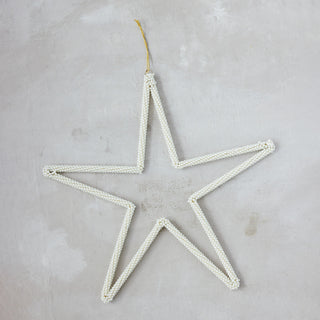 Oversized Metal & Faux Pearl Beaded Star Ornament