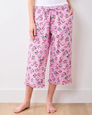 Lucky Tiles - Ruffled Cropped Pajama Pant