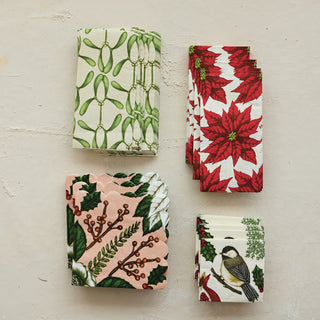 Paper Scalloped Napkins with Seasonal Botanical Pattern