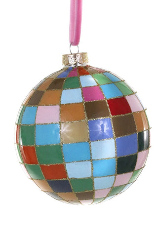 Large Colorful Check Bauble Ornament