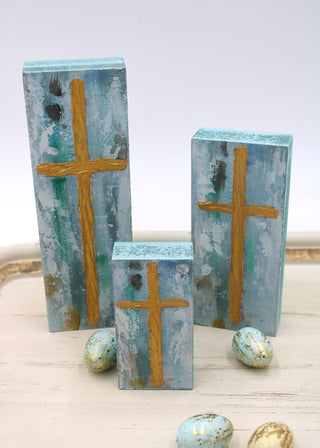 Hand Painted Wood Cross Blocks