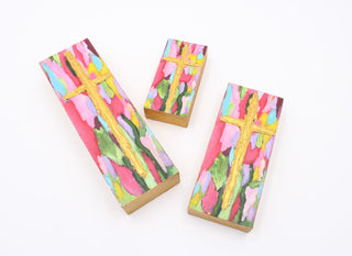 Hand Painted Wood Cross Block