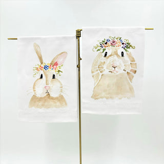 Rabbit with Flowers Tea Towel