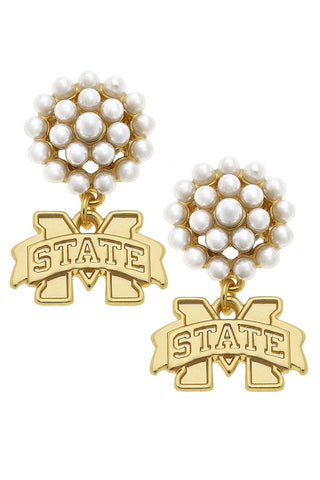 Pearl Cluster Game Day Earrings