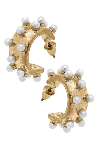 Persephone Pearl Studded Hoop Earrings