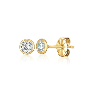 Solitaire Bezel Set Earrings Finished in 18kt Yellow Gold - 4.0 Cttw