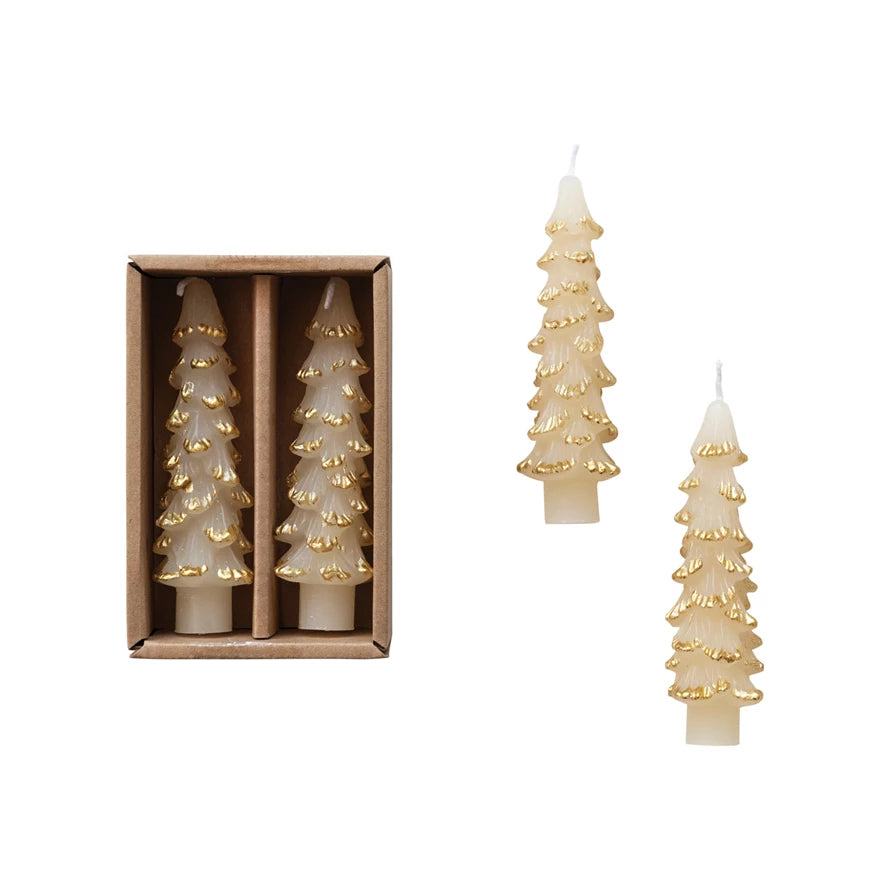 Tree Shaped Taper Candles with Gold Tips