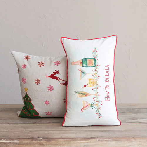 Cotton Slub Printed Lumbar Pillow