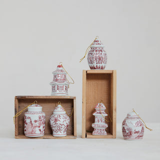 Hand-Painted Stoneware Ginger Jar Ornament