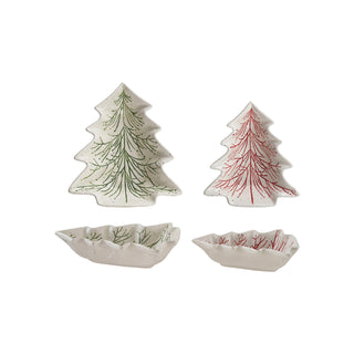 Hand-Painted Ceramic Tree Shaped Dish