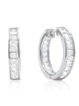 Parallel-Platinum Baguette Hoop Earrings