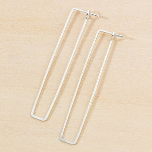Column Minimal Hoop Earrings - Silver