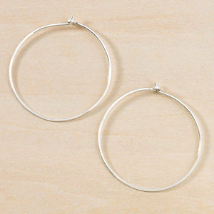 Minimal Hoop Earrings - Silver Large Circles