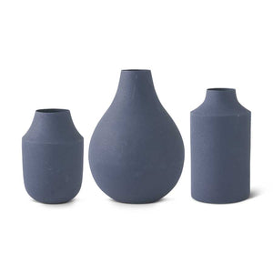 Navy Blue Matte Small Metal Vase