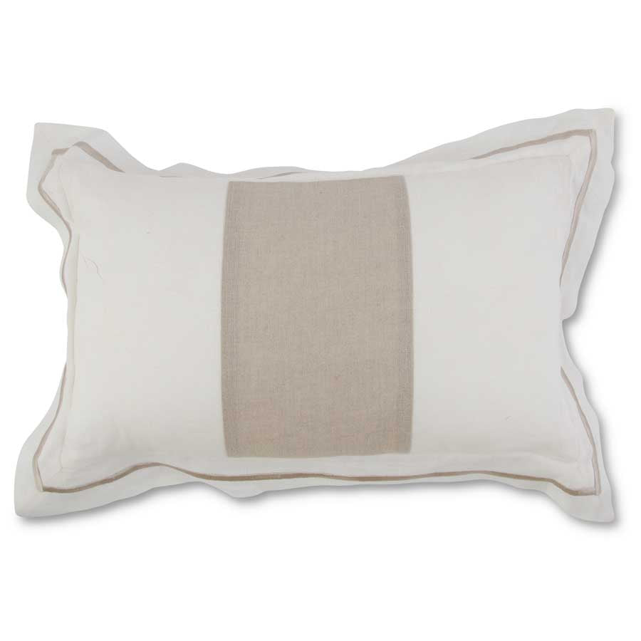 Lumbar White Linen Stripe Pillow