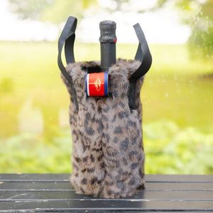 The Rowling Grey Leopard Faux Fur Wine Tote