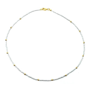 Gold Filled Light Gray Boho Necklace